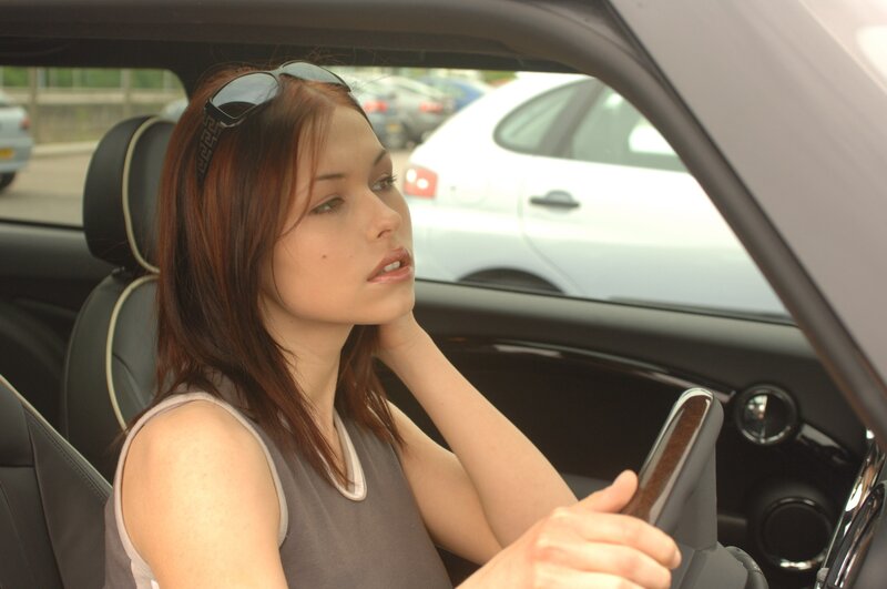 woman driving a car