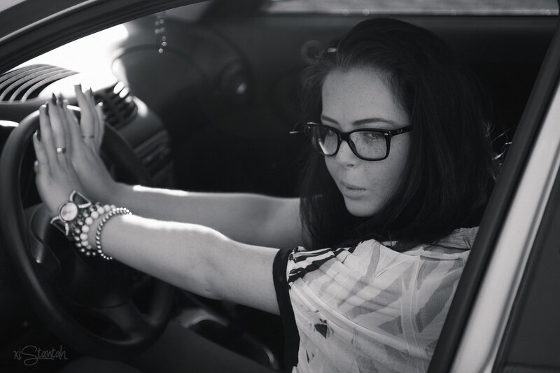 woman driving a car
