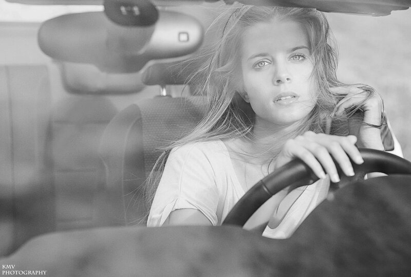 woman driving a car