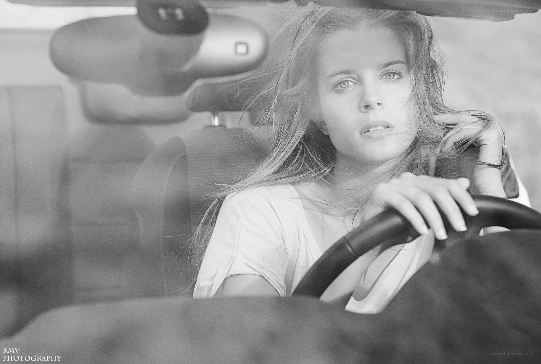 woman driving a car