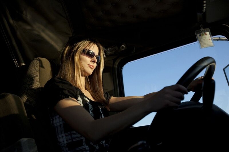 woman driving a truck