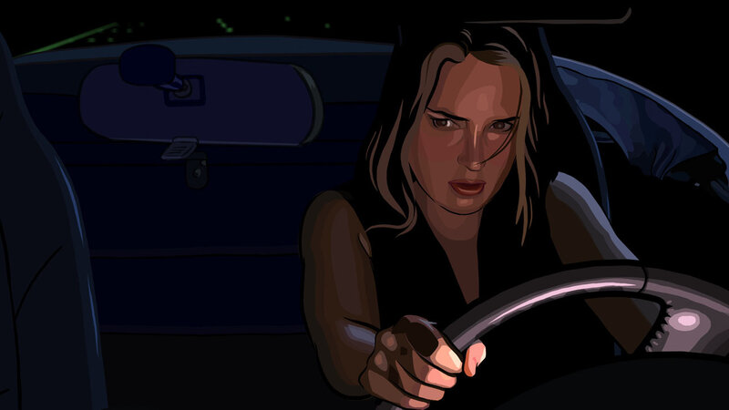 woman driving at night