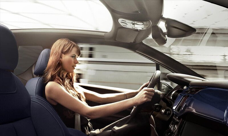 Woman Driving Car — Blue, Calm