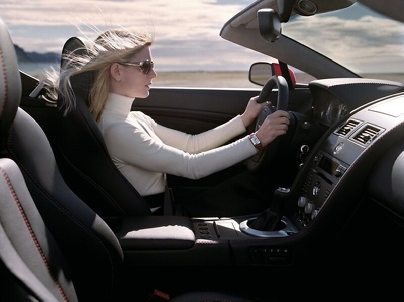 Woman Driving Convertible — Black, Calm