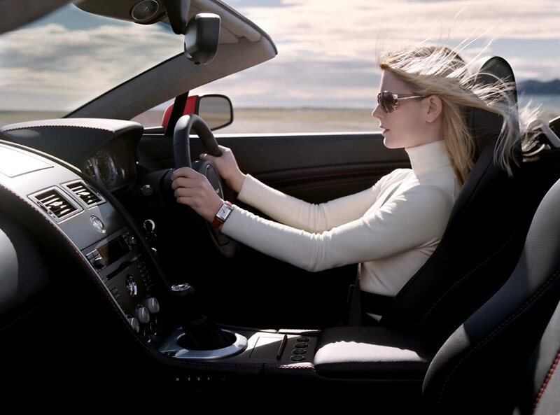 Woman Driving Convertible — Black