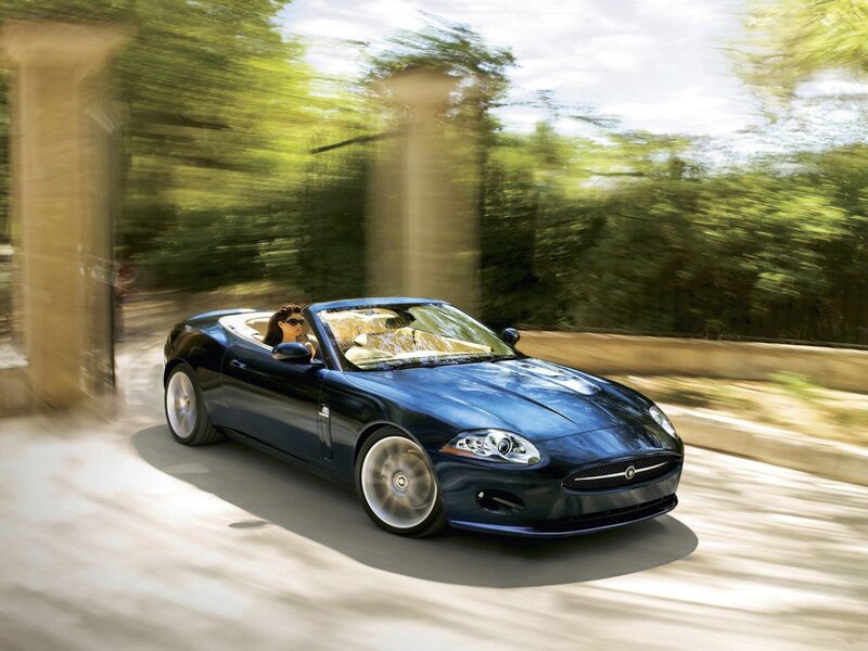 Woman Driving Convertible — Blue