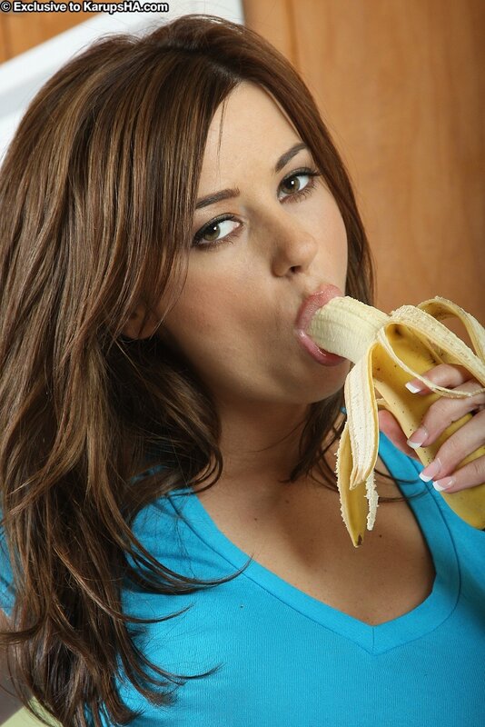 woman eating a banana