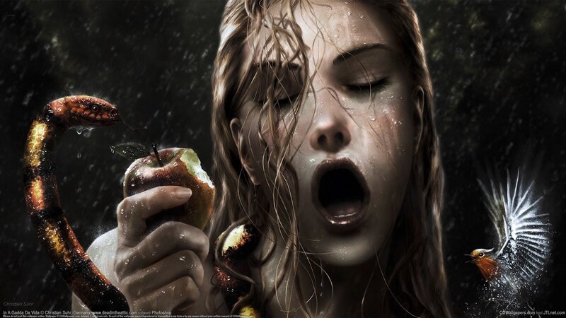 Woman Eating Apple — Black