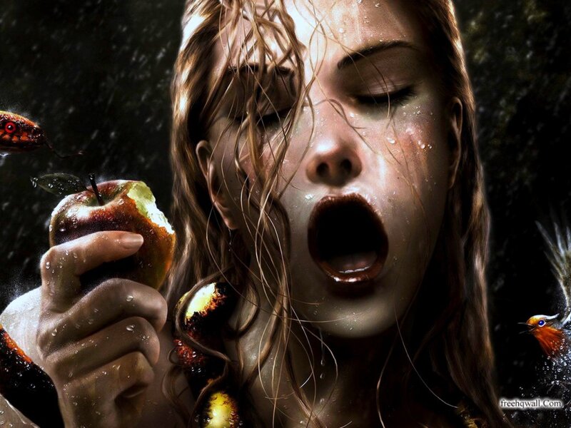 Woman Eating Apple — Brown