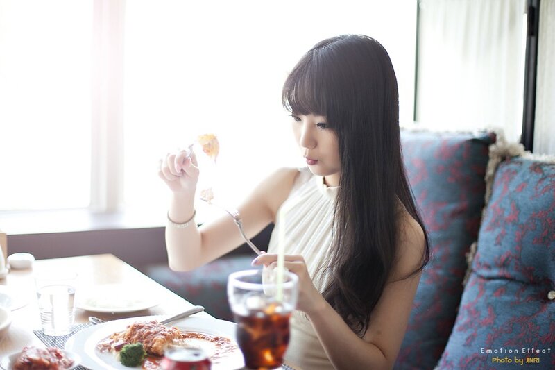 woman eating at a restaurant