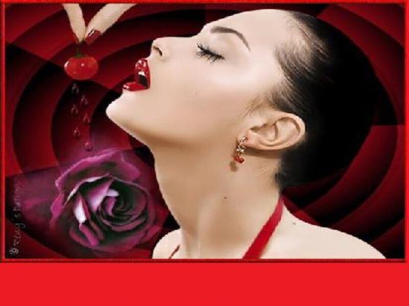 Woman Eating Cherry — Red