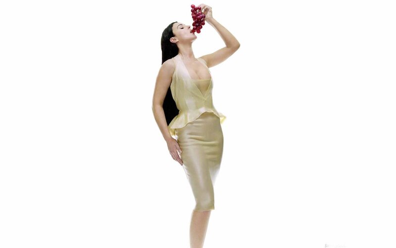 Woman Eating Grapes — White
