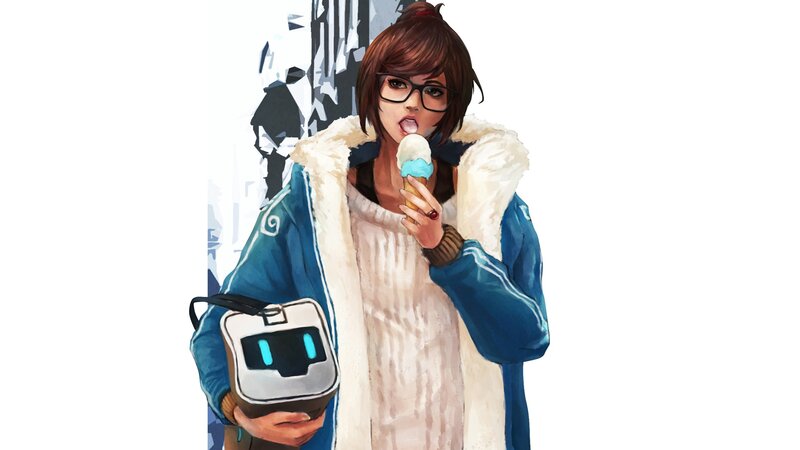 Woman Eating Ice Cream — Blue, Calm