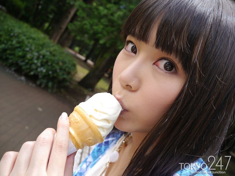 woman eating ice cream cone