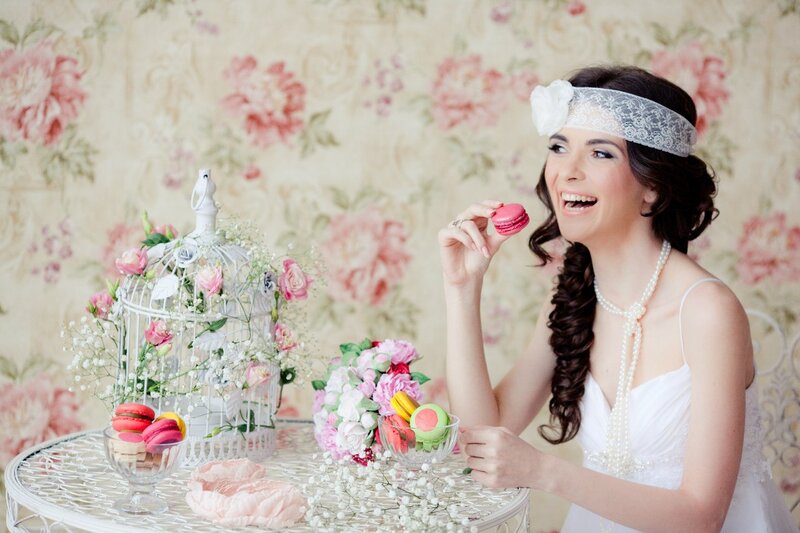 Woman Eating Macarons