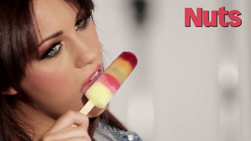 Woman Eating Popsicle — Red, Neutral