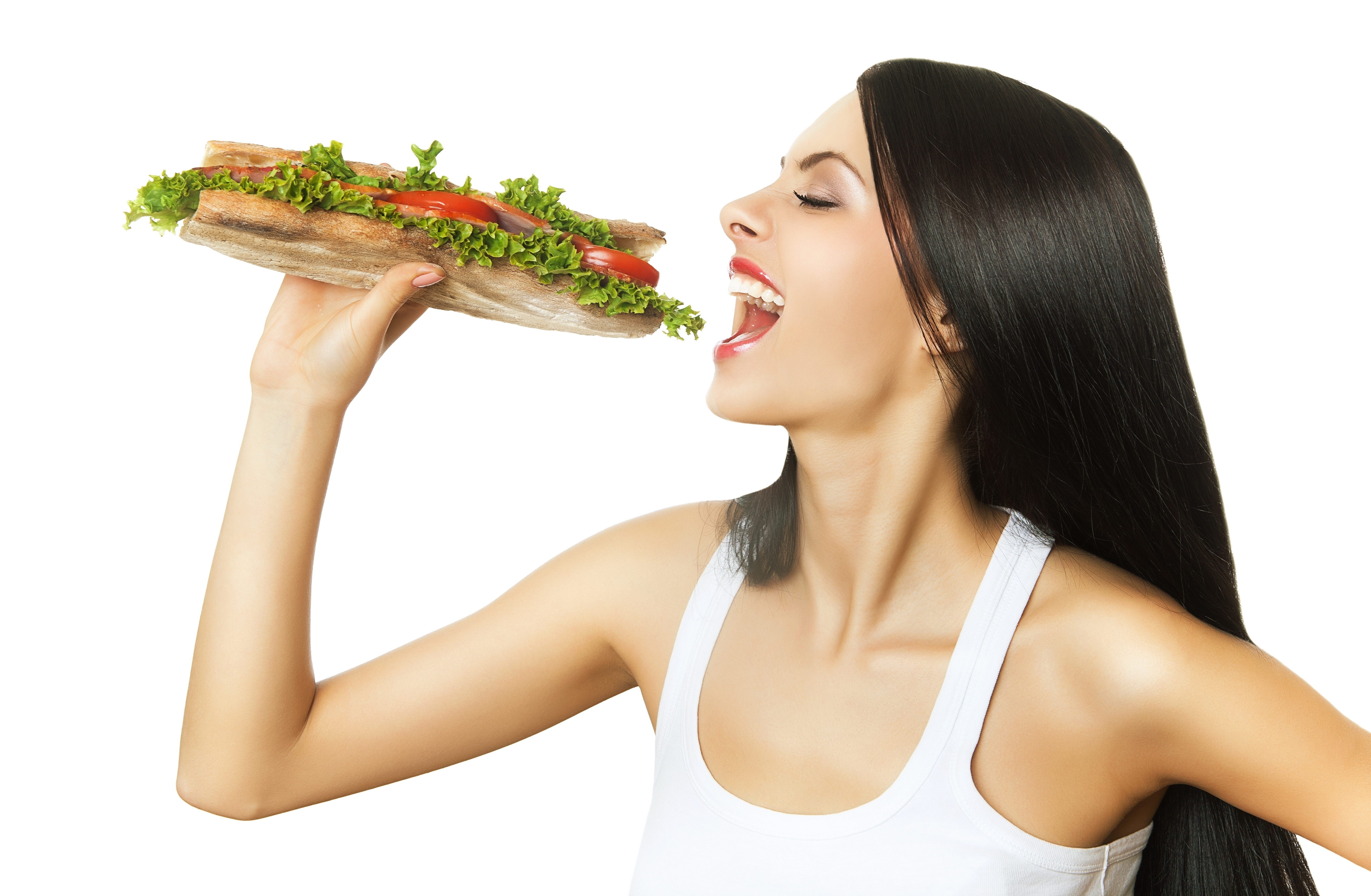 woman eating sandwich