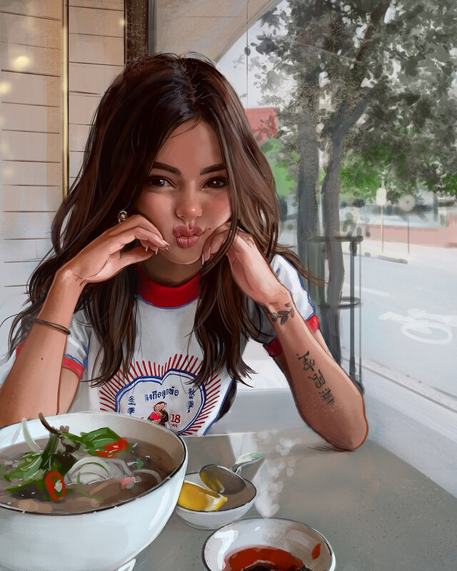 Woman Eating Soup