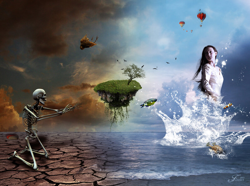 Woman Emerging from Water — Blue, Dramatic