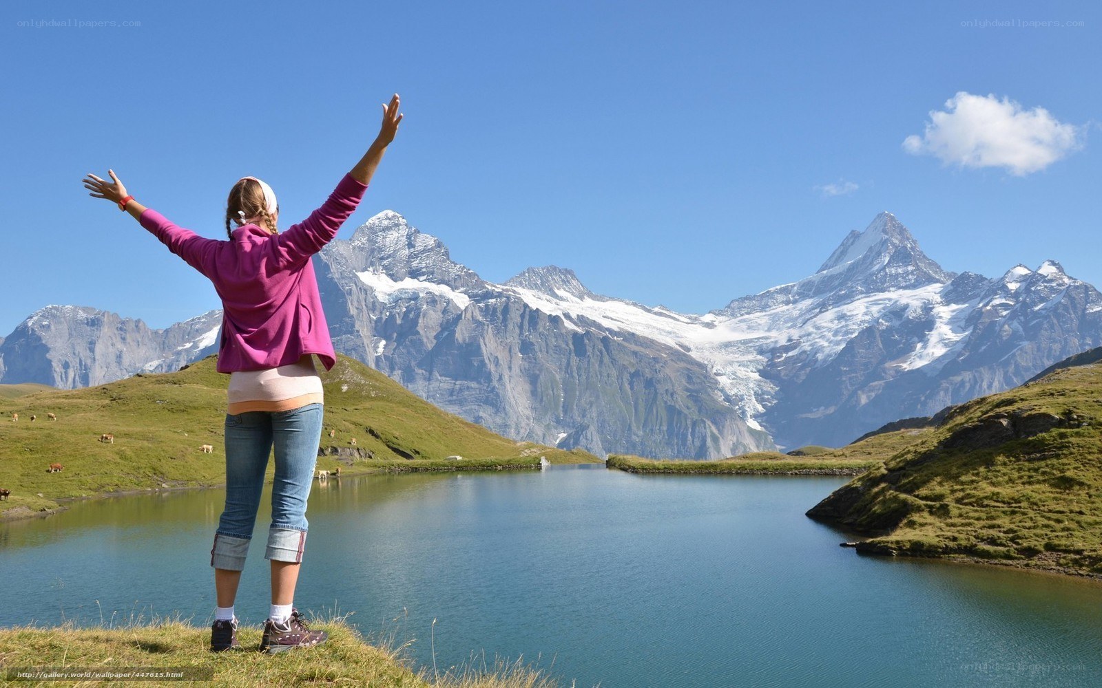 Woman enjoying mountain view