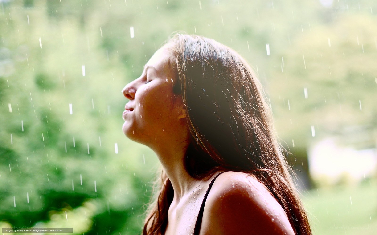 woman enjoying rain shower