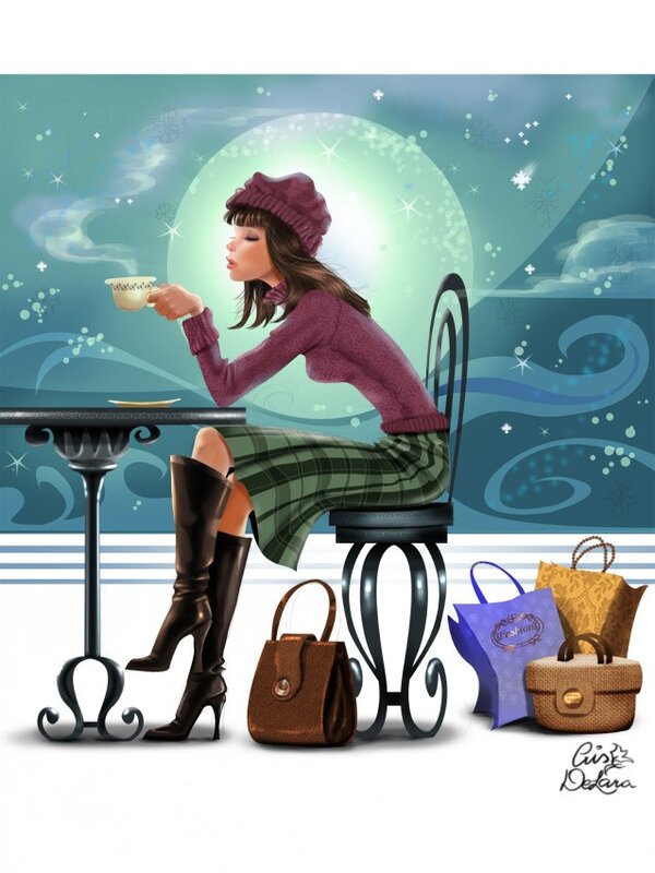 Woman enjoying tea at cafe
