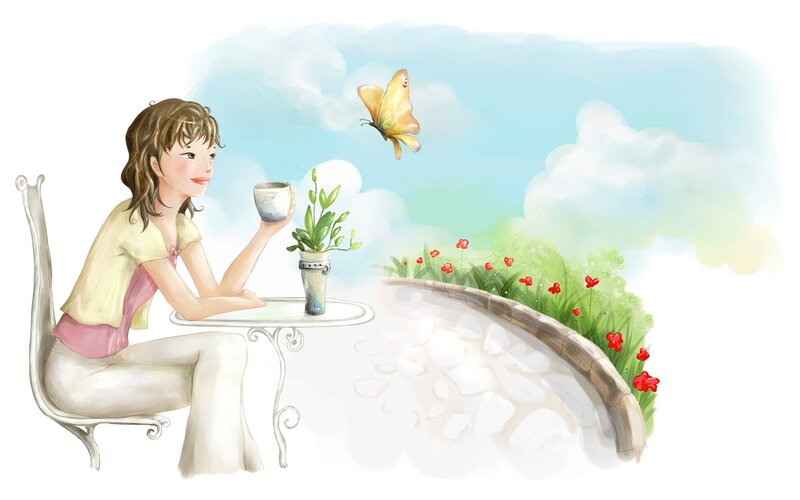 Woman enjoying tea outdoors