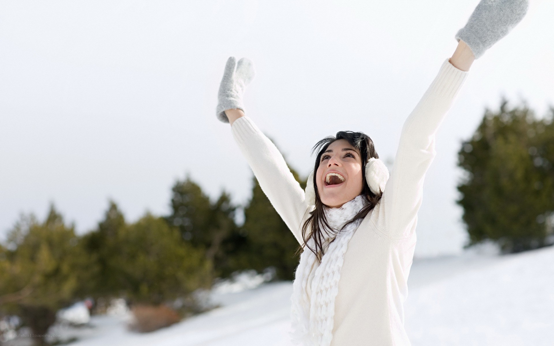 woman enjoying winter day
