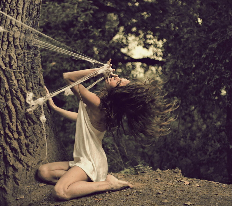 Woman Entangled in Web