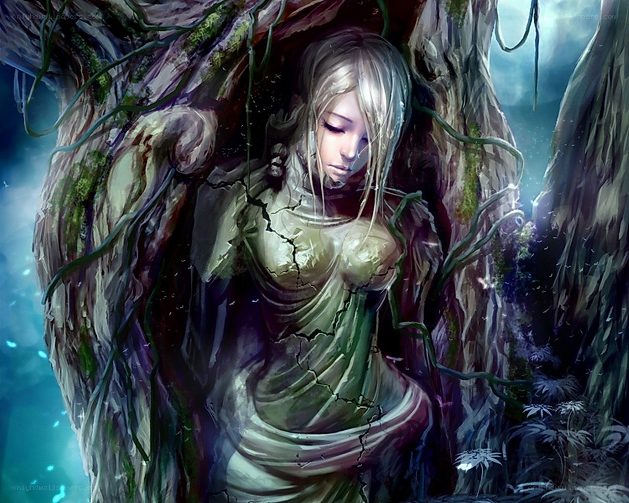woman entombed in tree