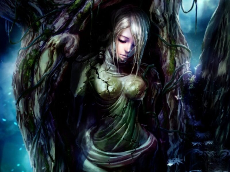 woman entwined in a tree