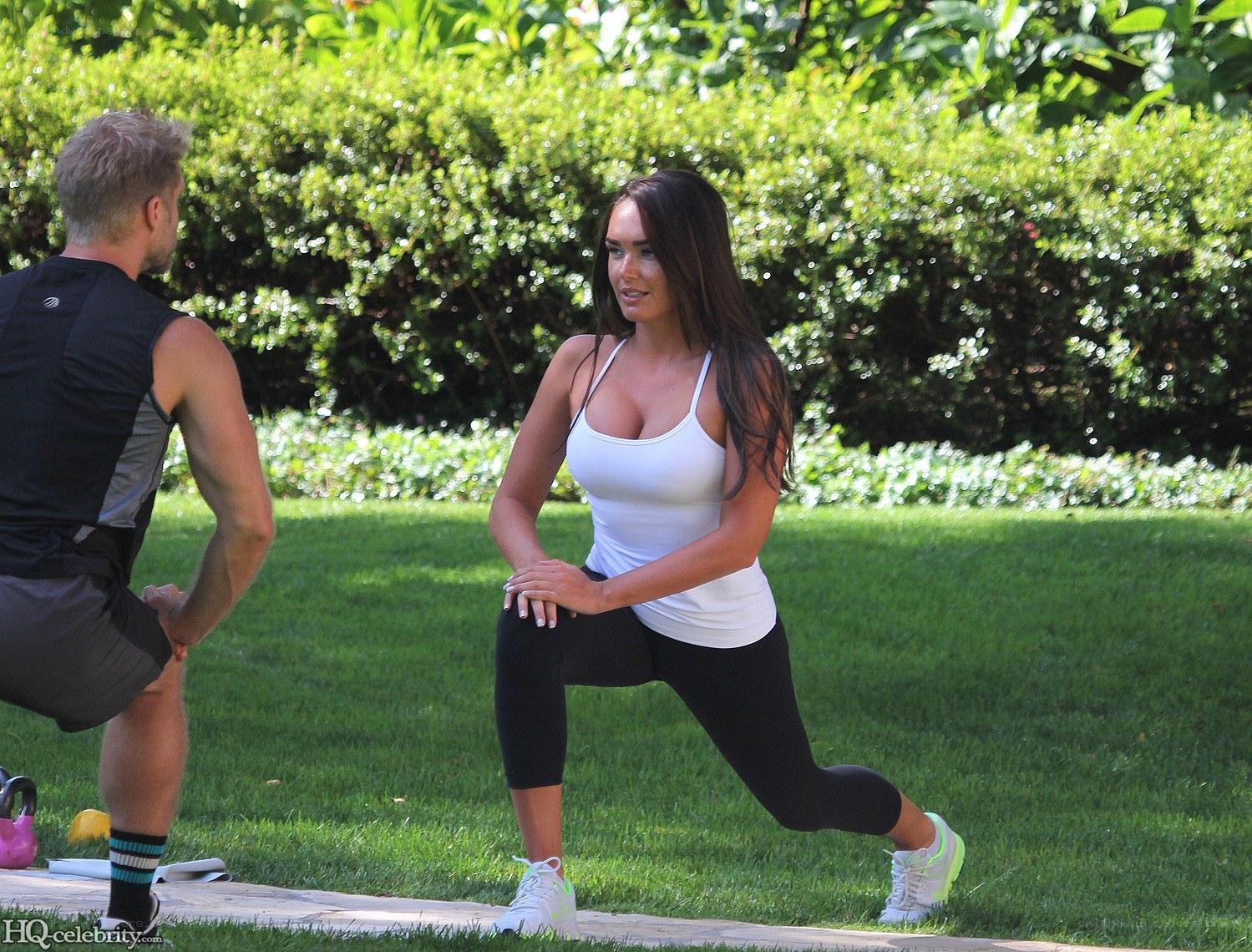 woman exercising in garden