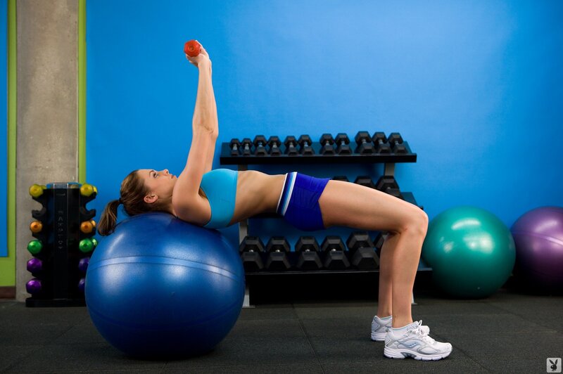 Woman Exercising on Ball