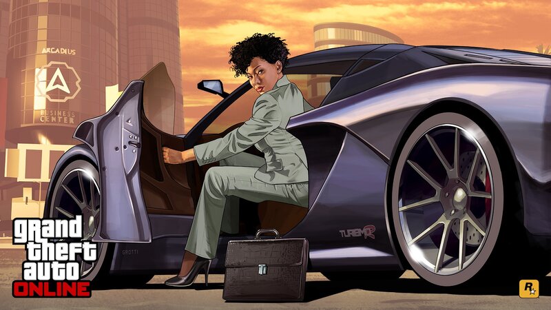 Woman Exiting Car — Gray, Dramatic
