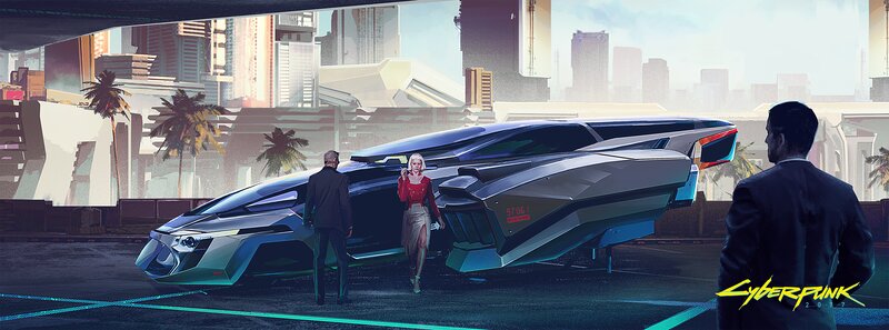 Woman Exiting Futuristic Car