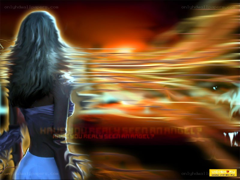 woman facing a beast