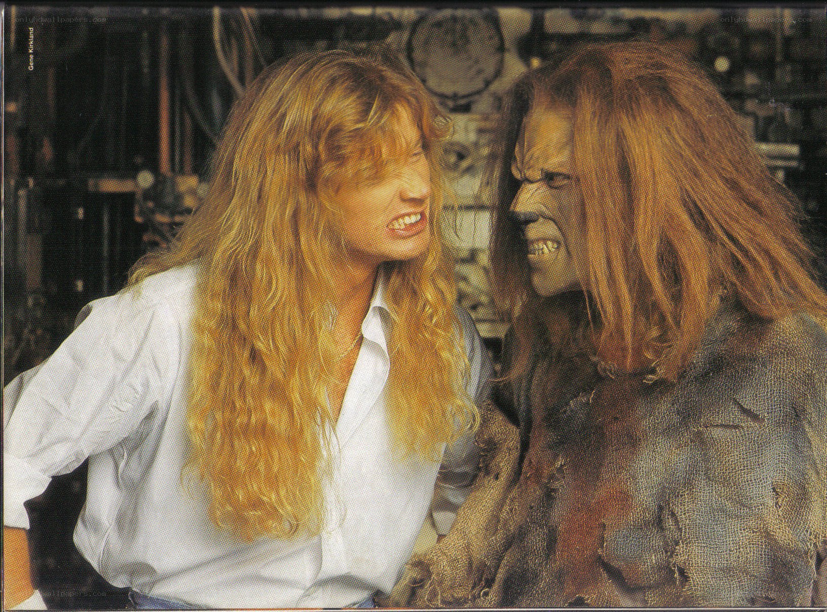 Woman facing a werewolf