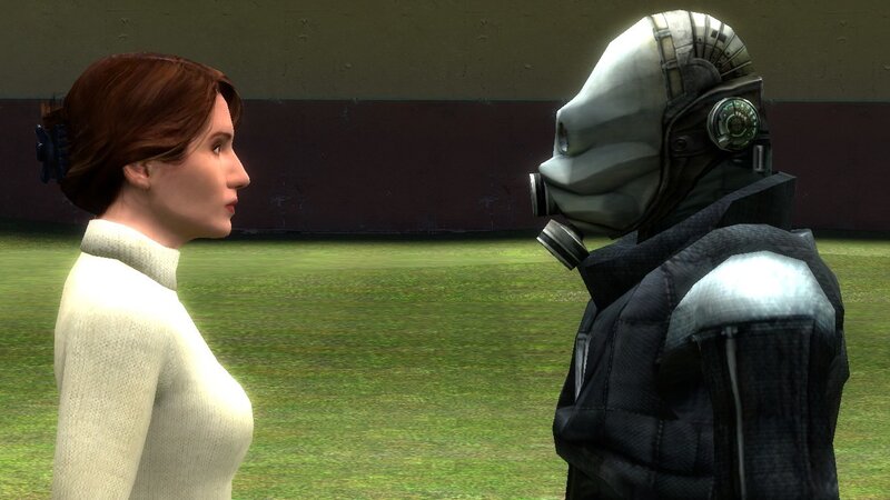 woman facing robot character