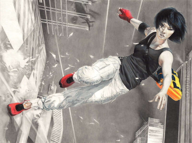 woman falling from building
