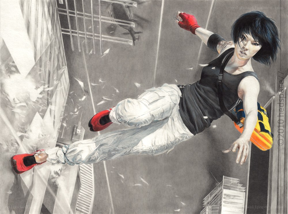woman falling from building