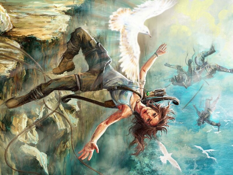 Woman Falling from Cliff — Blue