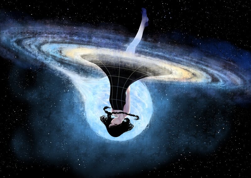 Woman Falling into Galaxy