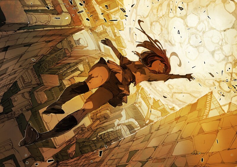 Woman Falling Through Air — Brown
