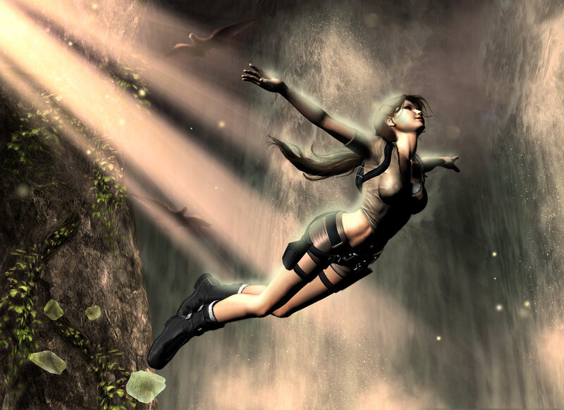 Woman Falling Underwater