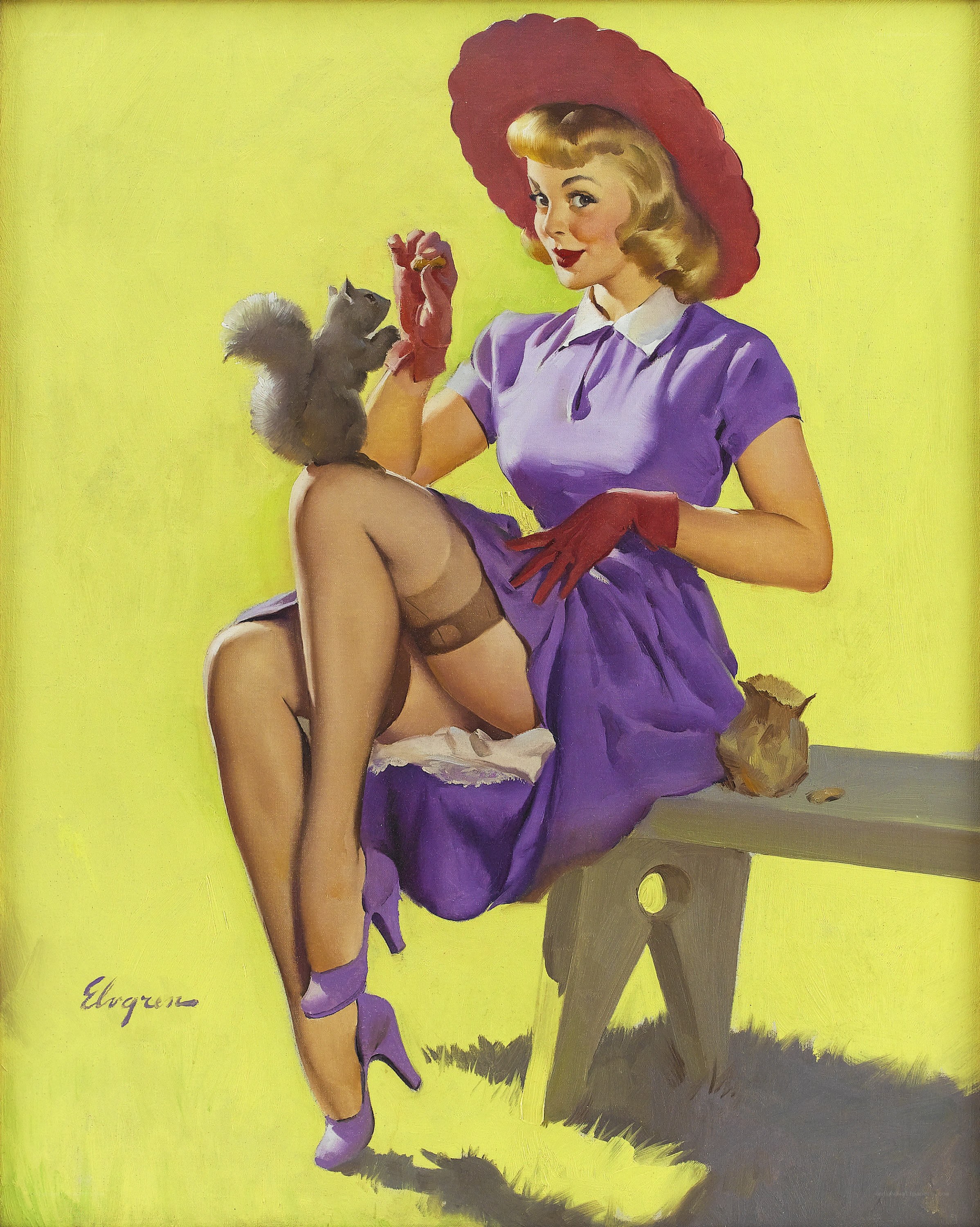 Woman feeding a squirrel
