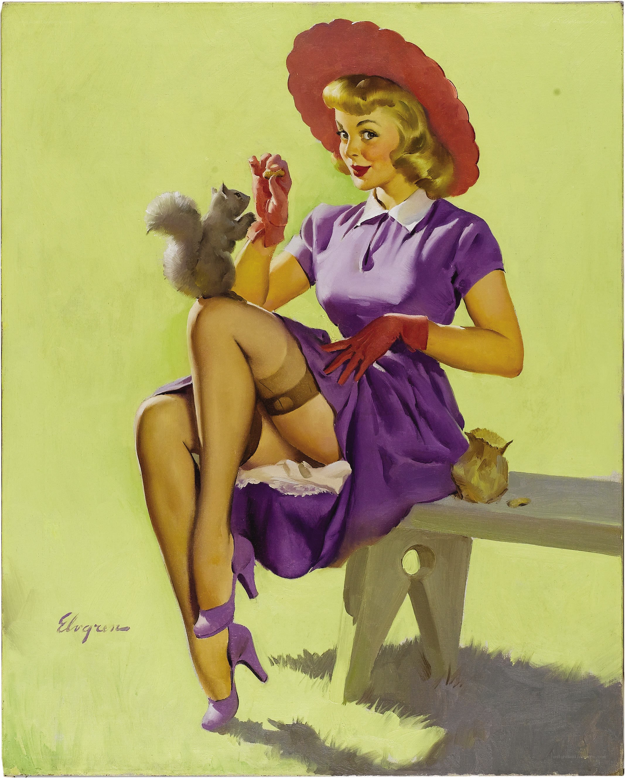 Woman feeding a squirrel
