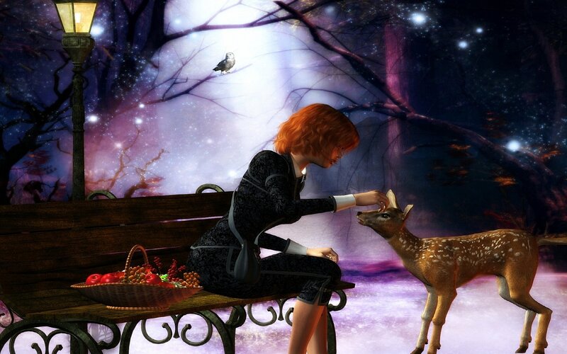 Woman Feeding Fawn