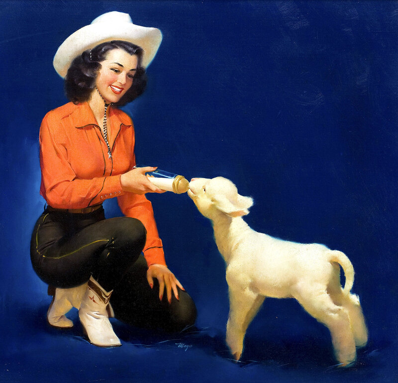 Woman Feeding Lamb