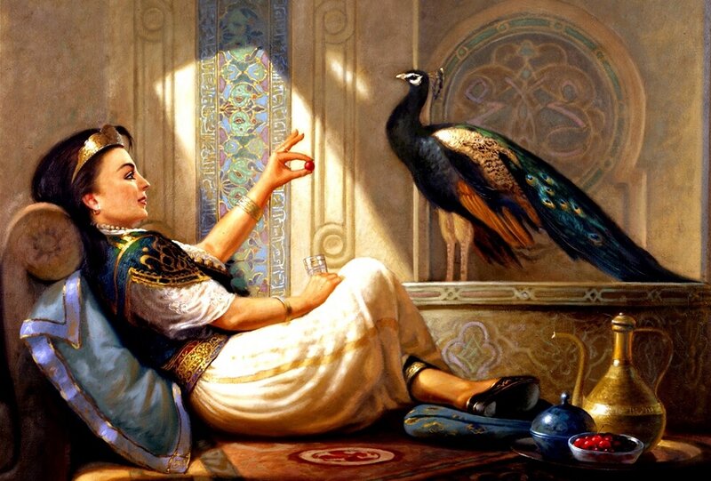 Woman Feeding Peacock