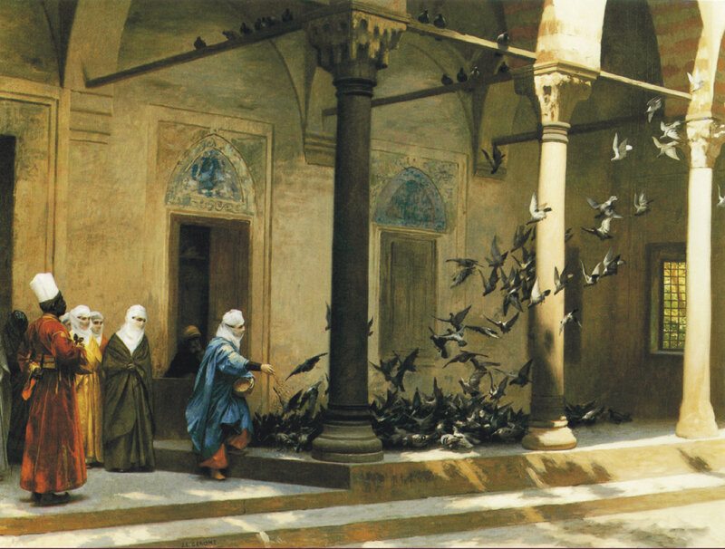 Woman Feeding Pigeons — Brown
